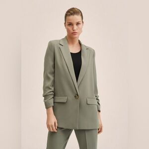 Mango Ruched Sleeves Blazer